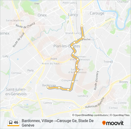 Plan de la ligne 46 de bus