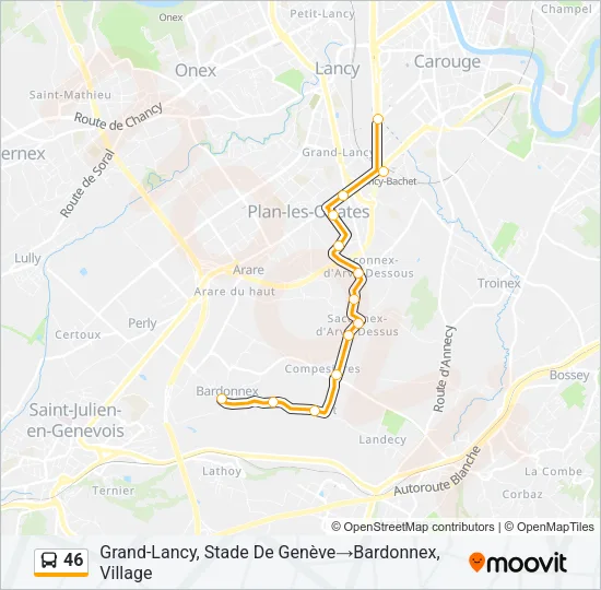 Plan de la ligne 46 de bus