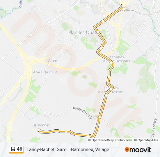 Plan de la ligne 46 de bus