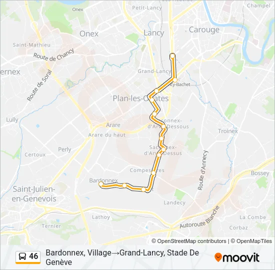 Plan de la ligne 46 de bus