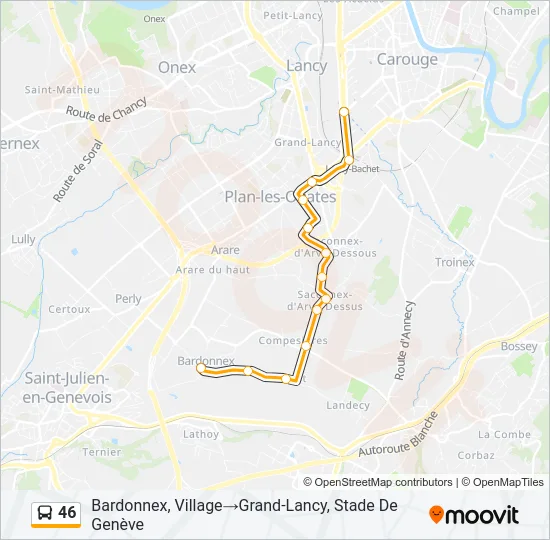 Plan de la ligne 46 de bus