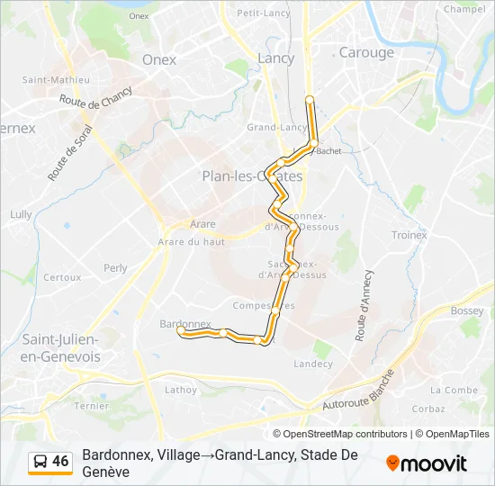 Plan de la ligne 46 de bus