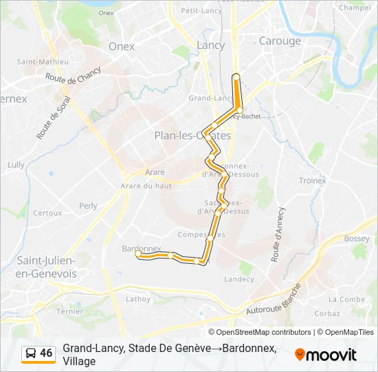 Plan de la ligne 46 de bus