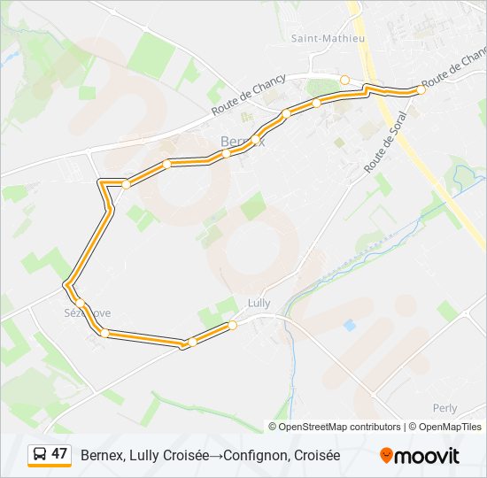 Plan de la ligne 47 de bus