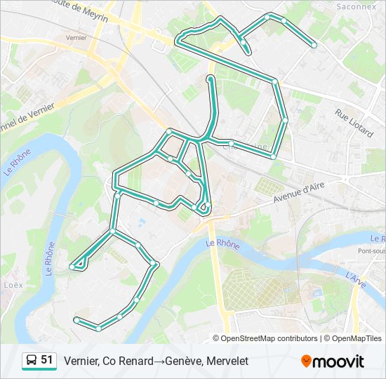 Plan de la ligne 51 de bus