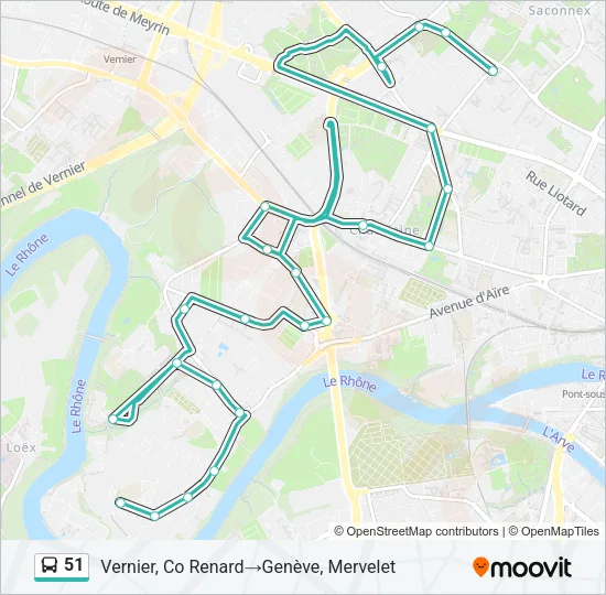 Plan de la ligne 51 de bus