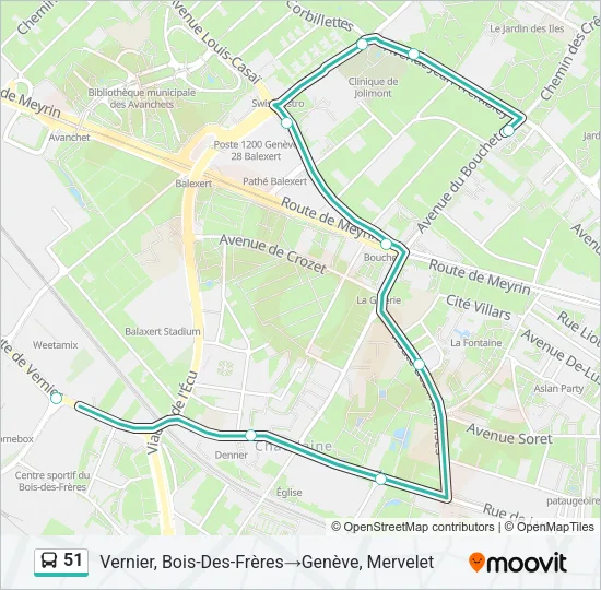 Plan de la ligne 51 de bus