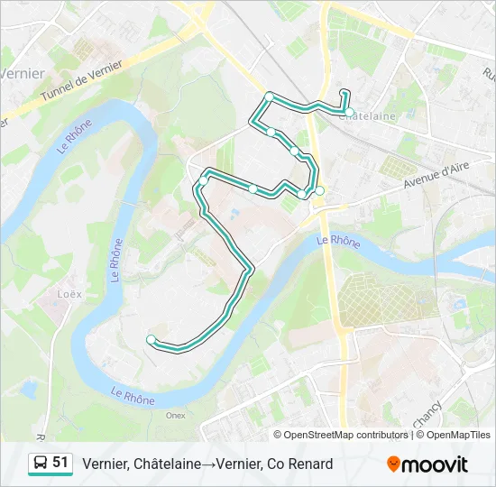 Plan de la ligne 51 de bus