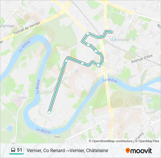 Plan de la ligne 51 de bus