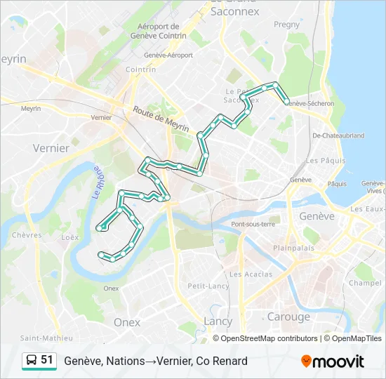 Plan de la ligne 51 de bus