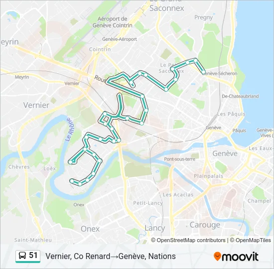 Plan de la ligne 51 de bus