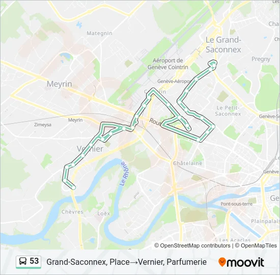 Plan de la ligne 53 de bus