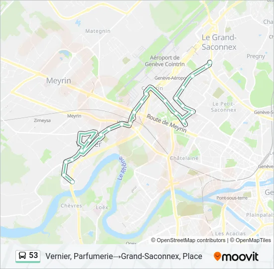 Plan de la ligne 53 de bus