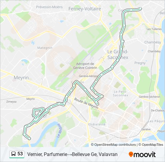 Plan de la ligne 53 de bus