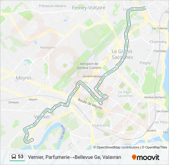 Plan de la ligne 53 de bus