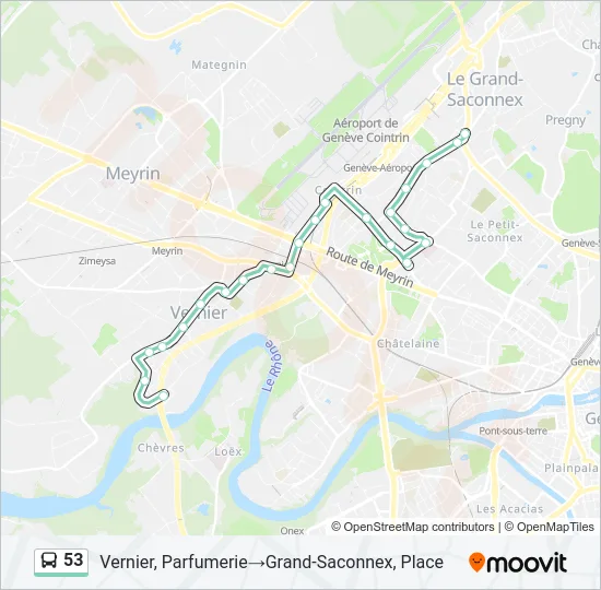 Plan de la ligne 53 de bus