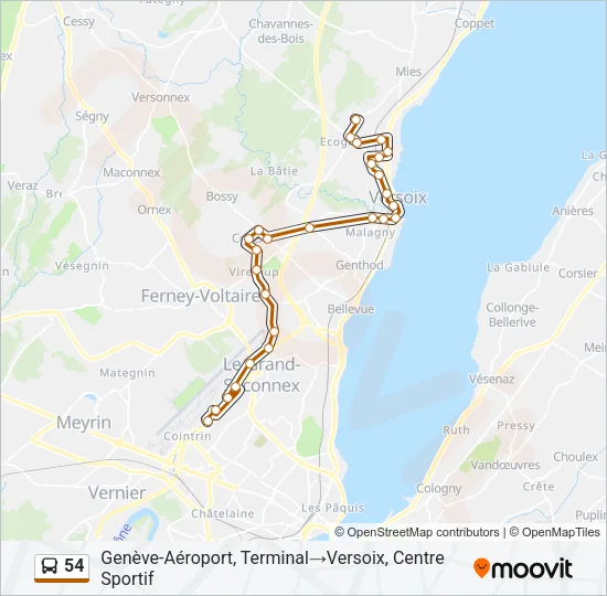 54 Bus Line Map