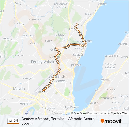 54 Bus Line Map