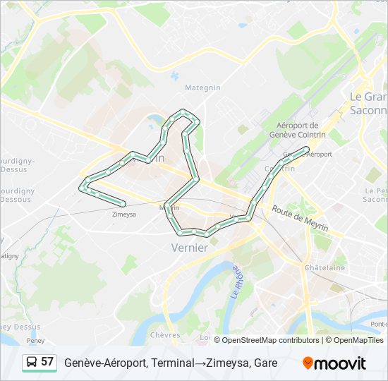 Plan de la ligne 57 de bus