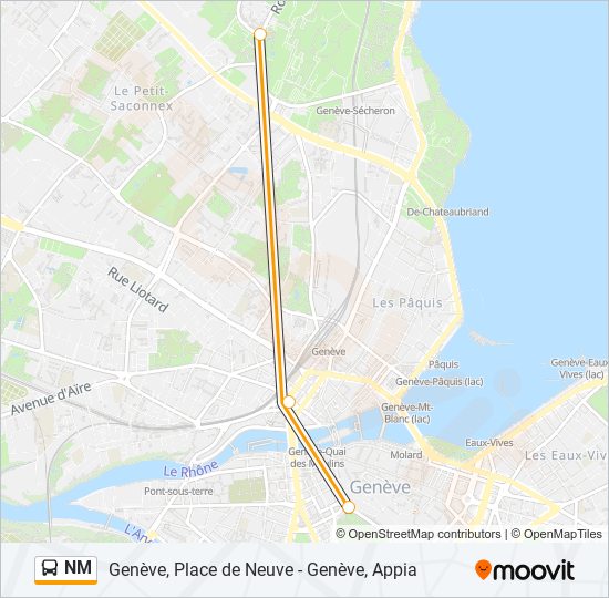 Plan de la ligne NM de bus