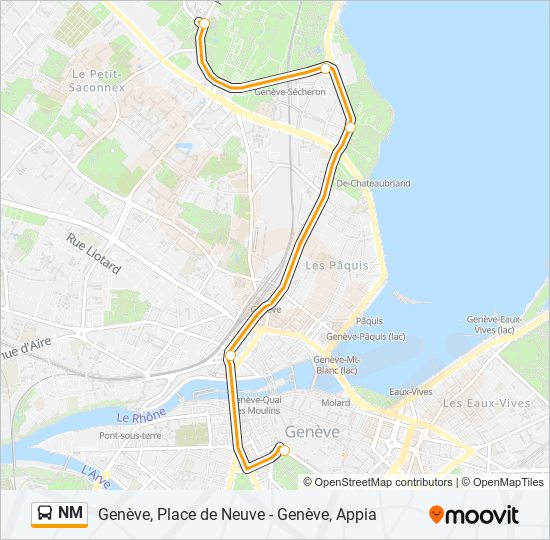 Plan de la ligne NM de bus