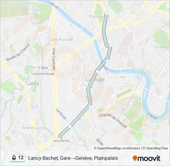 Plan de la ligne 12 de tram