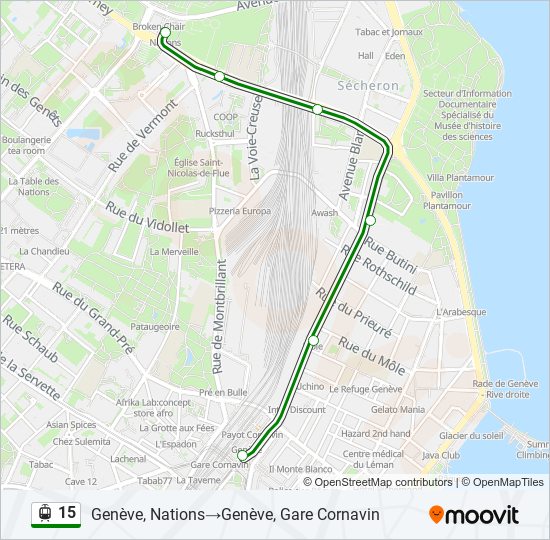 Plan de la ligne 15 de tram