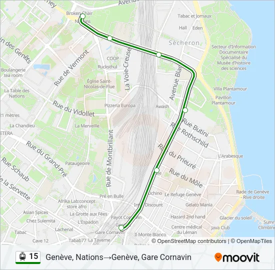 Plan de la ligne 15 de tram