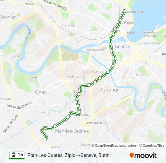 Plan de la ligne 15 de tram