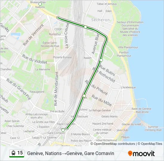 Plan de la ligne 15 de tram