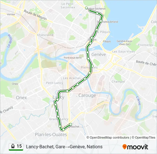 Plan de la ligne 15 de tram