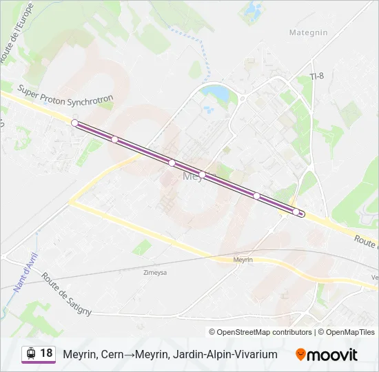 Plan de la ligne 18 de tram