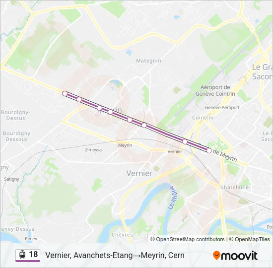 Plan de la ligne 18 de tram
