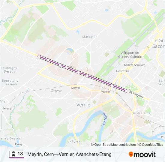 Plan de la ligne 18 de tram