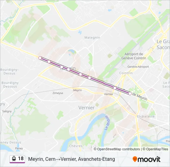 Plan de la ligne 18 de tram