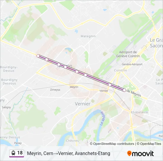 Plan de la ligne 18 de tram