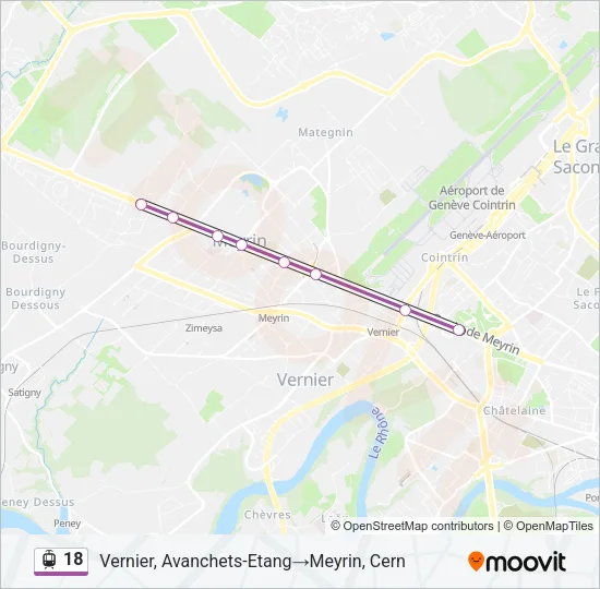 Plan de la ligne 18 de tram