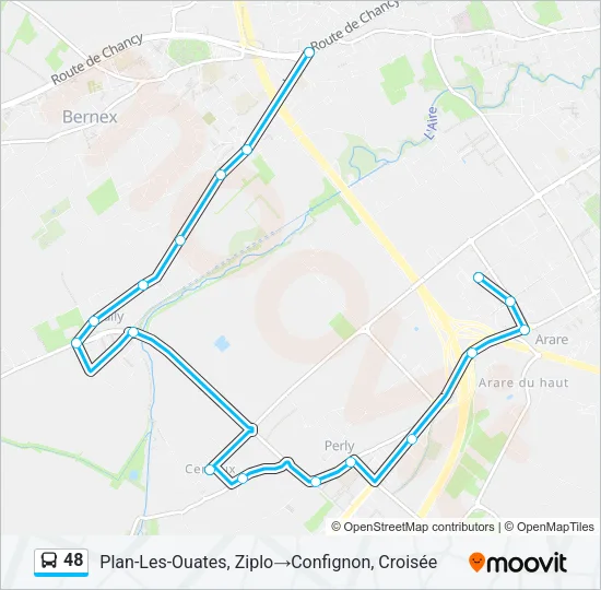 Plan de la ligne 48 de bus