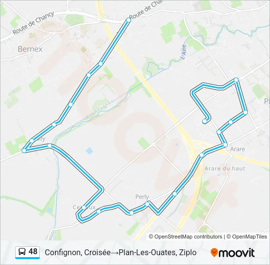 Plan de la ligne 48 de bus