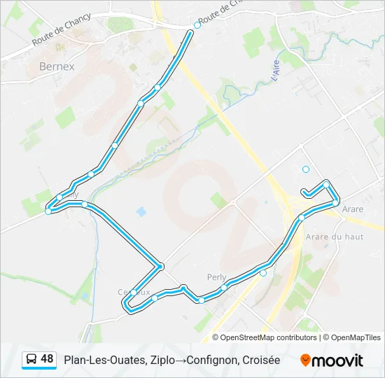 Plan de la ligne 48 de bus