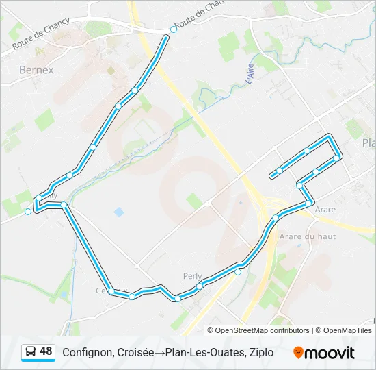 Plan de la ligne 48 de bus