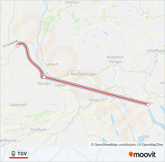 Plan de la ligne TGV de train