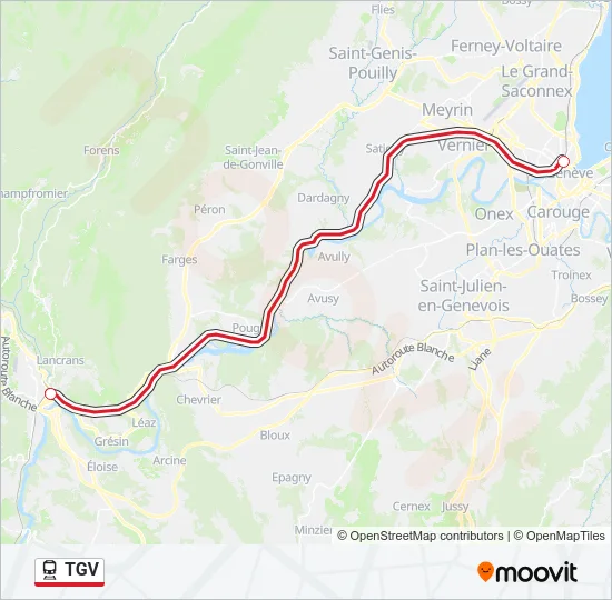 Plan de la ligne TGV de train