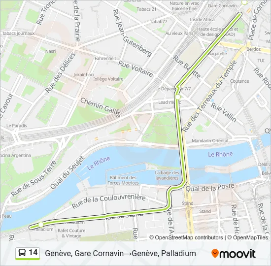 Plan de la ligne 14 de bus