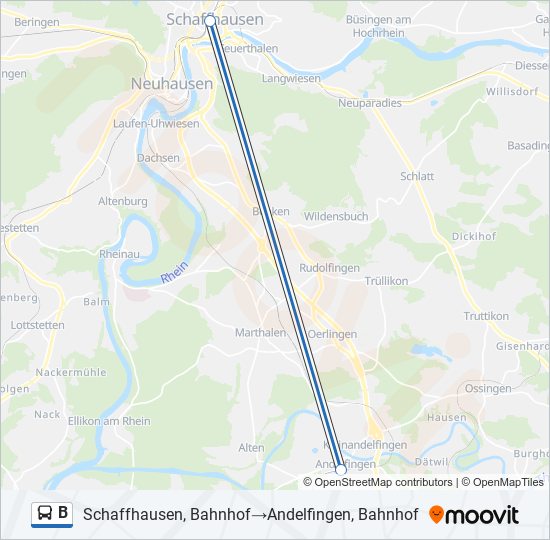B Bus Line Map