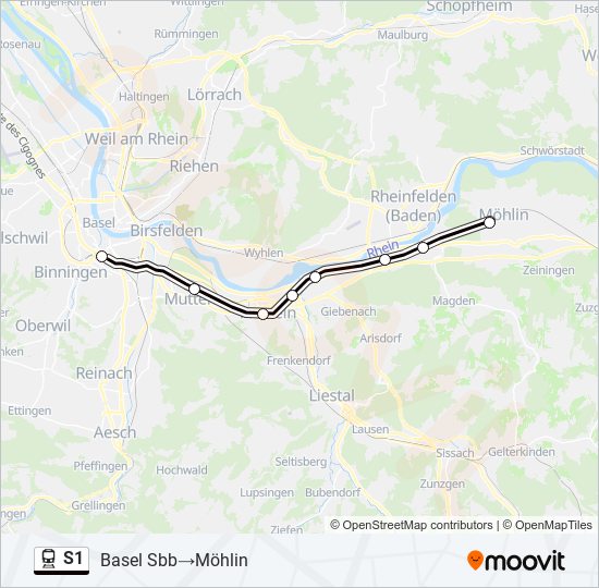 S1 train Line Map