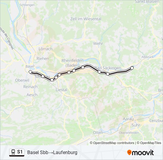 S1 train Line Map