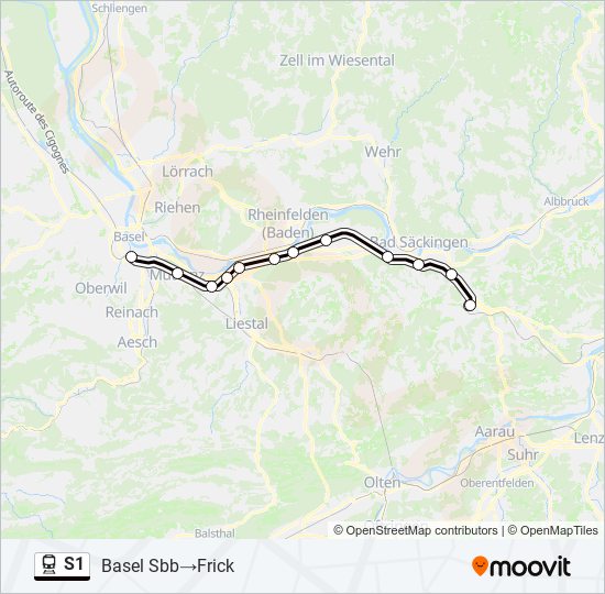 S1 train Line Map