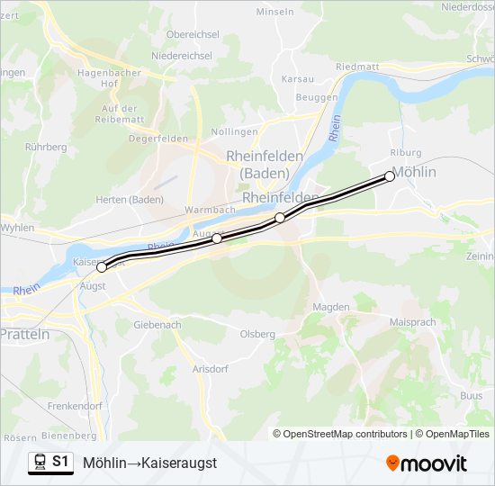 Plan de la ligne S1 de train