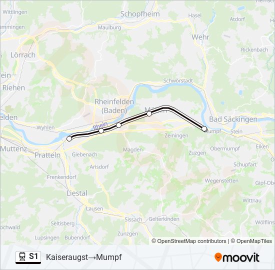 S1 train Line Map